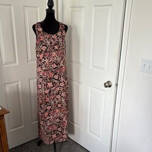 Studio Ease 90s Red and Brown Sleeveless Scoop Neck Sundress